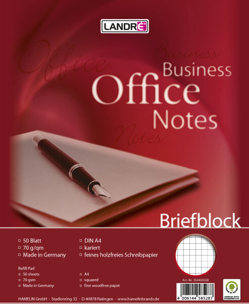 LANDRÉ brievenblok ´Business Office Notes´, DIN A4, geruit