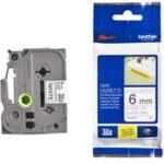 brother TZe-Tape TZe-S211 lettertapecassette extra sterk klevend, gelamineerd, wit op zwart, 6 mm.,