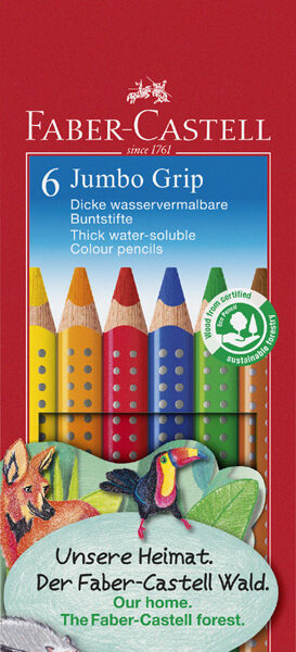 FABER-CASTELL driehoekig kleurpotlood Jumbo GRIP, 6 stuks in etui