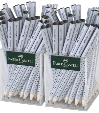 FABER-CASTELL potlood Jumbo GRIP zilver, 4 mm, in koker