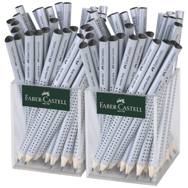 FABER-CASTELL potlood Jumbo GRIP zilver, 4 mm, in koker