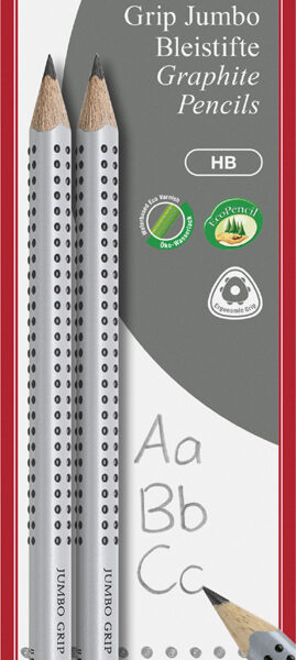 FABER-CASTELL potlood Jumbo GRIP, 2 stuks op blisterkaart, HB, 3,25 mm