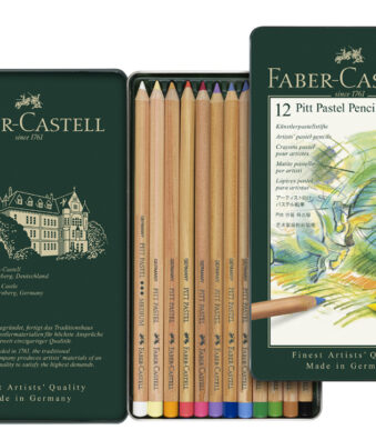 FABER-CASTELL kleurpotlood PITT PASTELL, 12 in blikken doosje