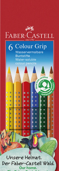 FABER-CASTELL driehoekig kleurpotlood Colour GRIP, 6 stuks in etui