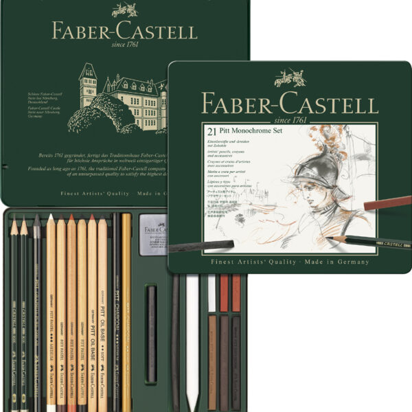FABER-CASTELL PITT MONOCHROME set medium, 21-delig etui