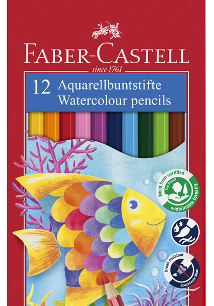 FABER-CASTELL kleurpotloden kinder-aquarel, 12 stuks in doosje