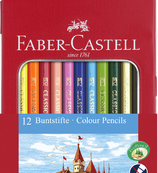 FABER-CASTELL zeshoekig kleurpotlood CASTLE, 12 stuks in blikje