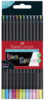 FABER-CASTELL driehoekige kleurpotloden Black Edition, 12 stuks in etui