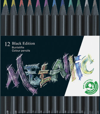 FABER-CASTELL driehoekige kleurpotloden Black Edition, 12 stuks in etui