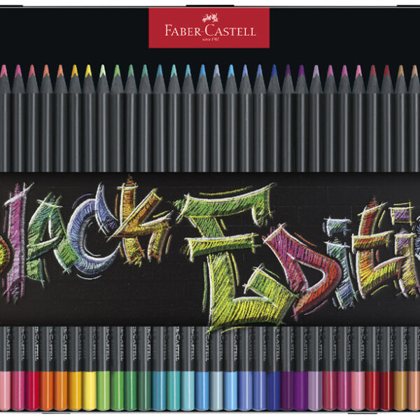 FABER-CASTELL driehoekig kleurpotlood Black Edition, 36 stuks in blikje