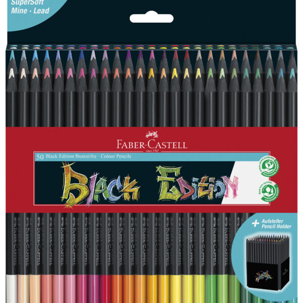 FABER-CASTELL driehoekige kleurpotloden Black Edition, 50 stuks in etui