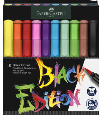 FABER-CASTELL viltstiften Black Edition, 10 stuks in etui