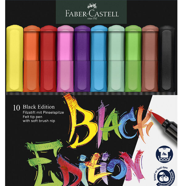 FABER-CASTELL viltstiften Black Edition, 10 stuks in etui