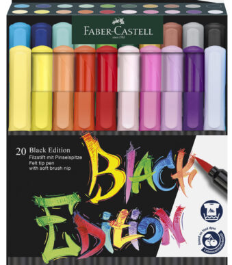 FABER-CASTELL viltstiften Black Edition, 20 stuks in etui