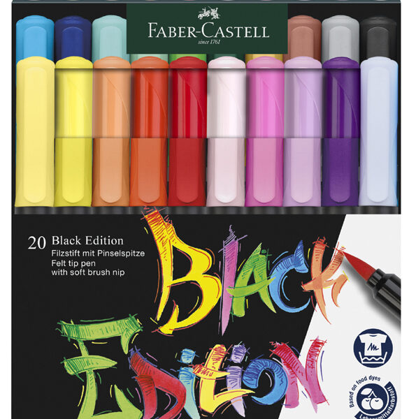 FABER-CASTELL viltstiften Black Edition, 20 stuks in etui