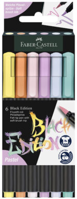 FABER-CASTELL viltstiften Black Edition Pastel, 6 stuks in etui