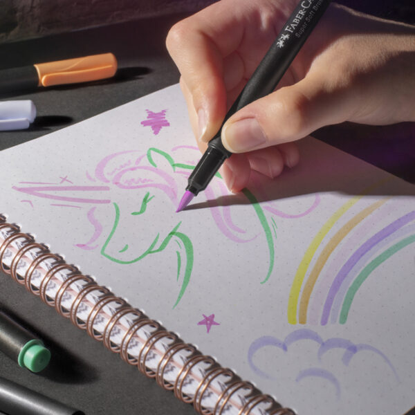 FABER-CASTELL viltstiften Black Edition Pastel, 6 stuks in etui