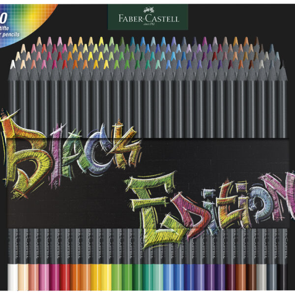 FABER-CASTELL driehoekige kleurpotloden Black Edition, 100 stuks in etui