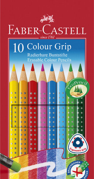 FABER-CASTELL driehoekig kleurpotlood Colour GRIP, 10 stuks in doosje