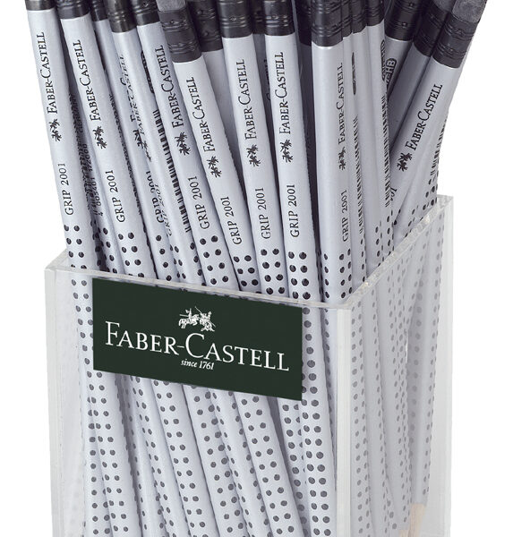 FABER-CASTELL potlood GRIP 2001 met vlakgum, 2 mm, in koker
