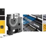 DYMO RHINO polyester-lettertape zwart/transparant, 12 mm x 5,5 m