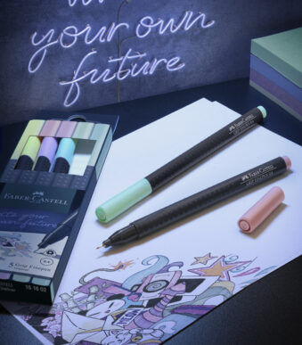 FABER-CASTELL Fineliner GRIP FINEPEN Pastel, 5 stuks in etui
