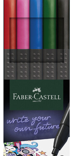 FABER-CASTELL Fineliner GRIP FINEPEN, 5 stuks in doosje, 0,4mm