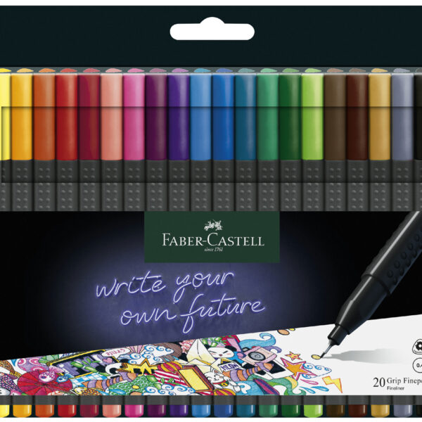 FABER-CASTELL Fineliner GRIP FINEPEN, 20 stuks in kartonnen doosje