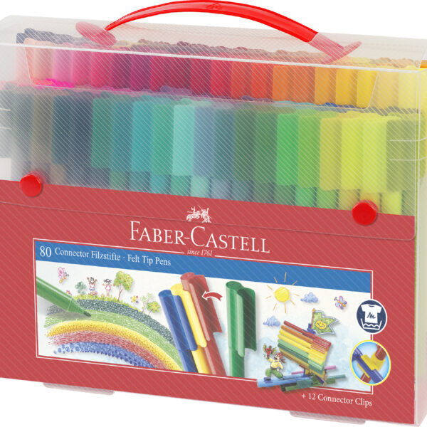 FABER-CASTELL viltstift CONNECTOR PEN, 80 stuks in koffer