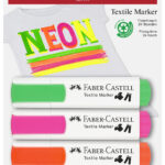 FABER-CASTELL textielmarker, neonkleuren, 4 stuks op blister
