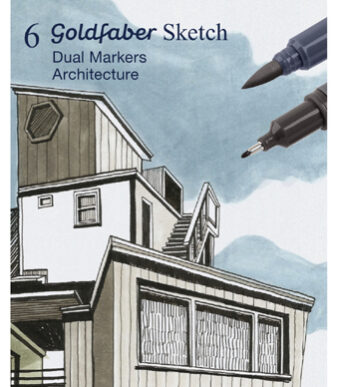FABER-CASTELL Sketch Marker GOLDFABER, 6 stuks in etui Architectuur