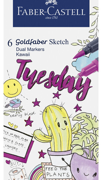 FABER-CASTELL Sketch Marker GOLDFABER, 6 stuks in etui Kawaii
