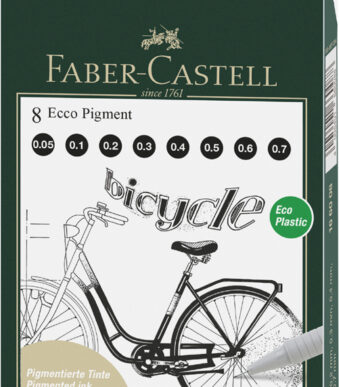 FABER-CASTELL Pigmentliner ECCO PIGMENT, zwart, 8 stuks in etui