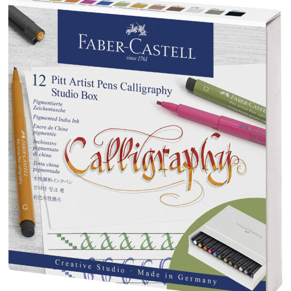 FABER-CASTELL tekenstift PITT artist pen, 12 stuks in atelierdoos