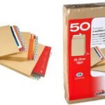 GPV akte-envelop met zijvouw en blokbodem 24, 26 x 33 s cm, zonder venster, zelfklevend, bruin, 50