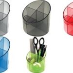 helit multi-pennenbakje Economy Transparant, 4 vakken, blauw transparant