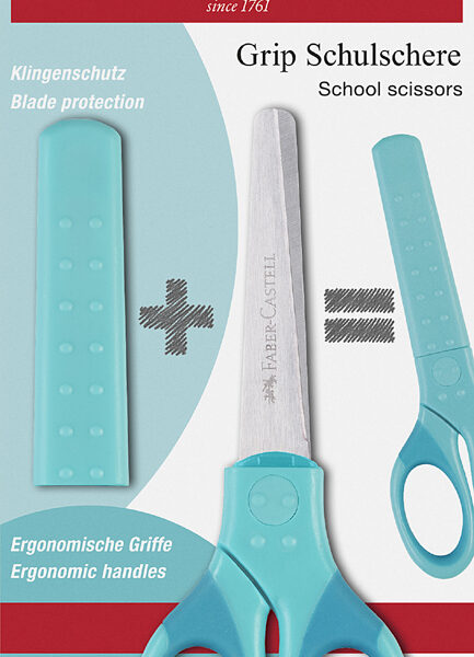 FABER-CASTELL schoolschaar GRIP, turquoise, op blisterkaart