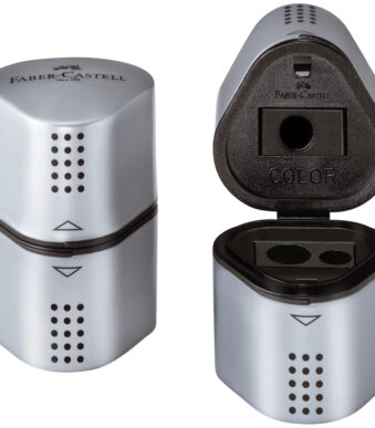 FABER-CASTELL drievoudige puntenslijper GRIP, zilver