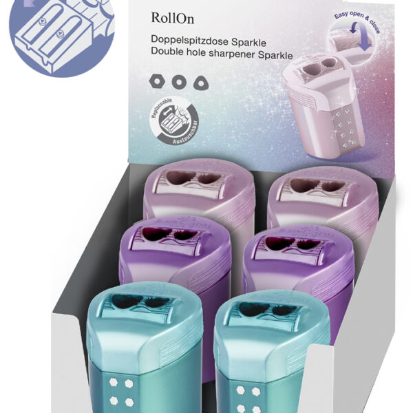 FABER-CASTELL dubbele puntenslijper RollOn SPARKLE, in display
