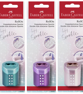 FABER-CASTELL dubbele puntenslijper RollOn SPARKLE, blisterkaart