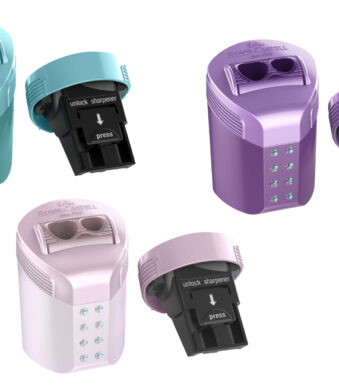 FABER-CASTELL dubbele puntenslijper RollOn SPARKLE, blisterkaart