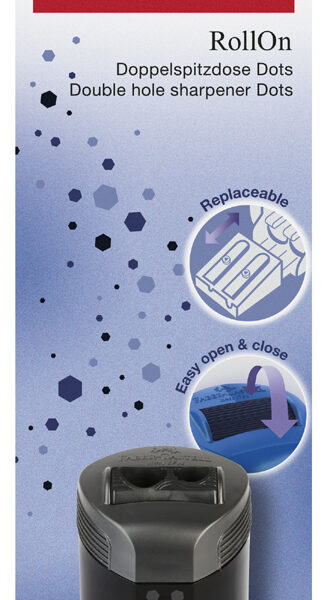 FABER-CASTELL dubbele puntenslijper RollOn DOTS, blisterkaart