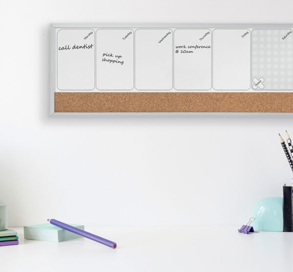 nobo combi-weekplanner, whiteboard/kurk, (B)585 x (H)190 mm