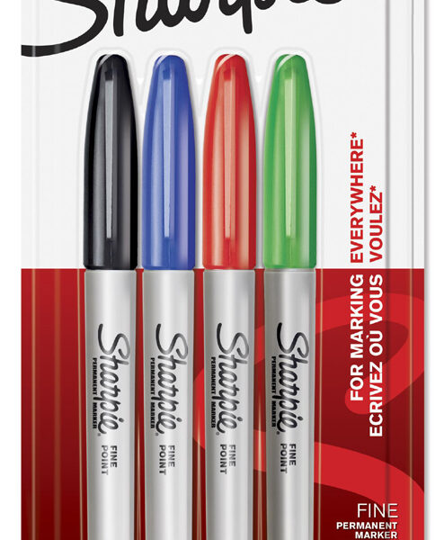Sharpie permanent marker FINE, 4 stuks op blisterkaart