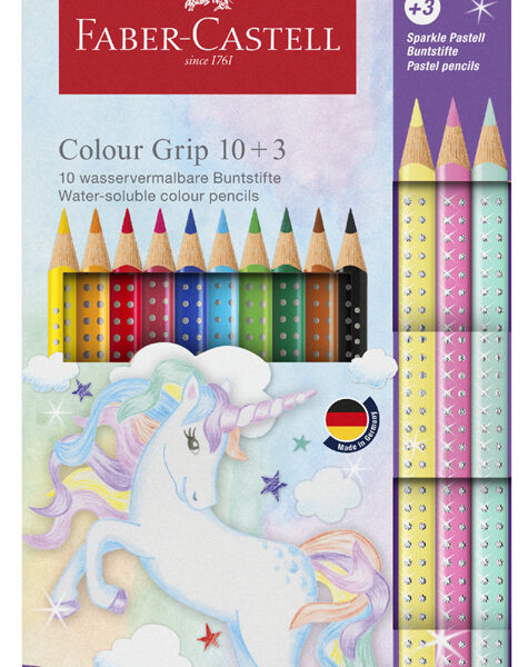 FABER-CASTELL driehoekige kleurpotloden Colour GRIP eenhoorn, 10+3