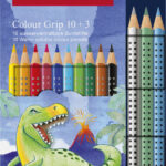FABER-CASTELL driehoekige kleurpotloden Colour GRIP Dino, 10+3