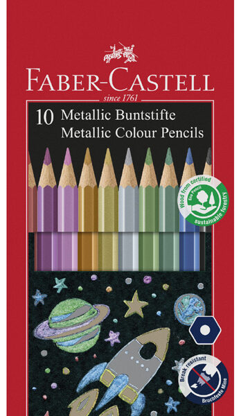 FABER-CASTELL zeshoekig kleurpotlood metallic, 10 stuks in doosje