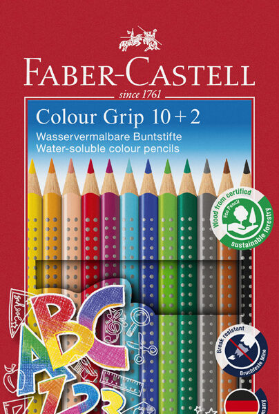 FABER-CASTELL driehoekige-kleurpotloden Colour GRIP, 12 stuks in doosje