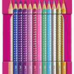 FABER-CASTELL driehoekige kleurpotloden GRIP SPARKLE, 12 in etui