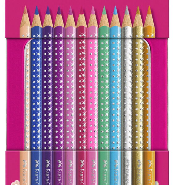 FABER-CASTELL driehoekige kleurpotloden GRIP SPARKLE, 12 in etui
